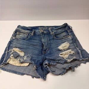 American Eagle Outfitters Distressed Blue Denim Shorts